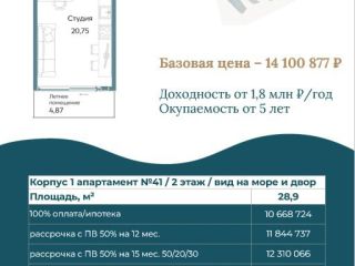 Продается однокомнатная квартира фото Саки
