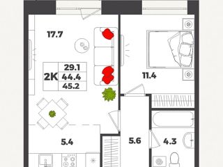 Продается однокомнатная квартира красивый фото 3 Казань